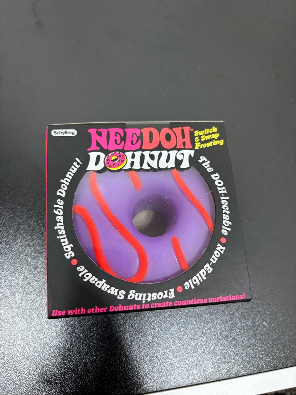 NeeDoh Dohnut Purple Red Frosting Squishy Fidget Toy Sealed Schylling NIB